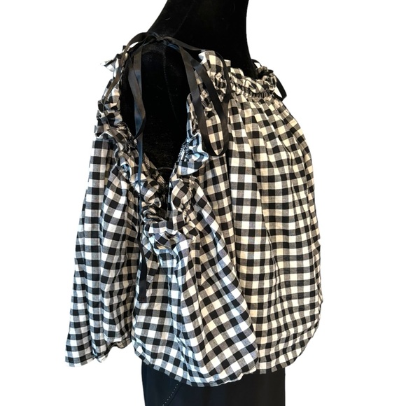 Gingham Check Off The Shoulder Tie Top - Picture 11 of 12